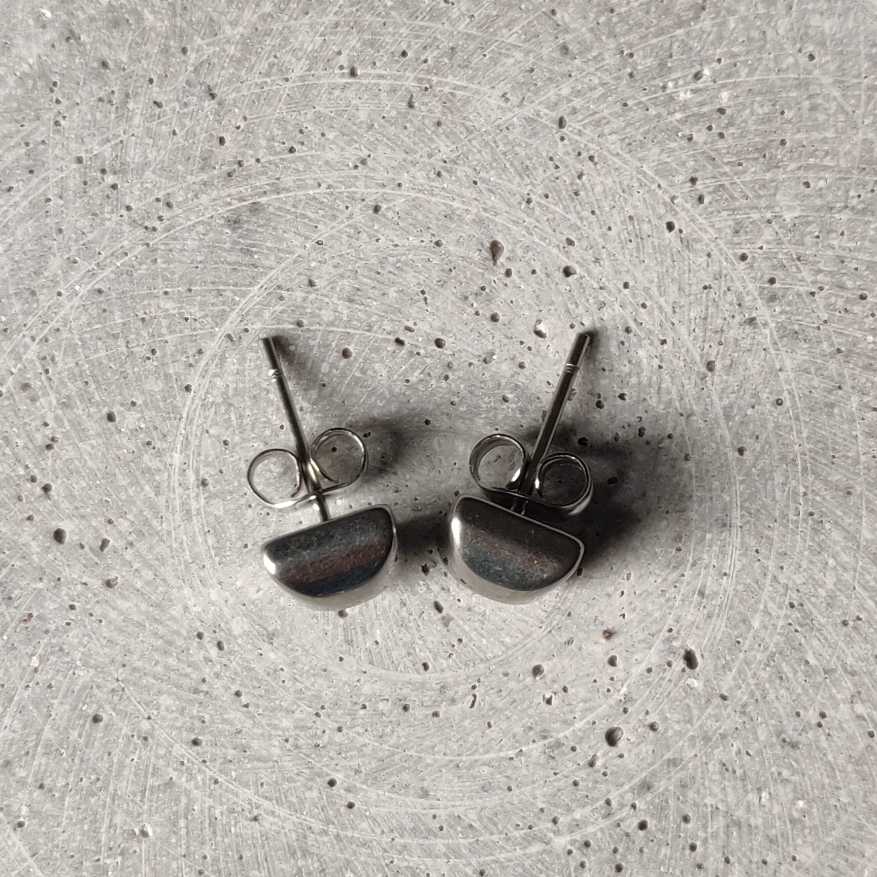 Domed Square Stainless Steel Earrings