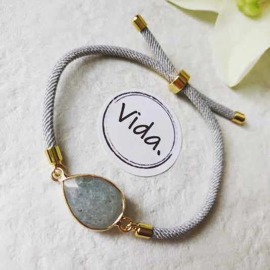 Labradorite Adjustable Bracelet on a Soft Grey Twisted Cord