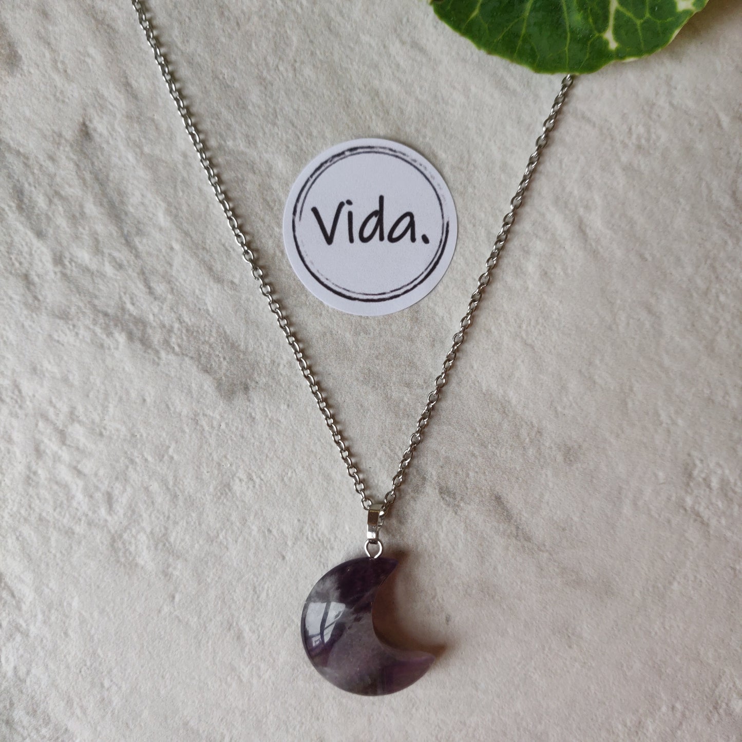 Amethyst Crystal Moon Necklace