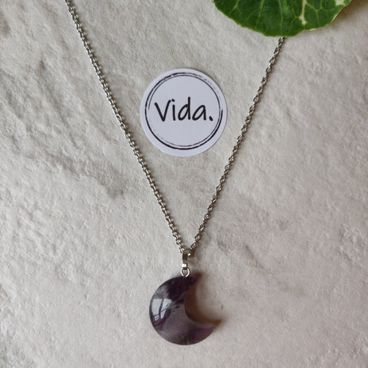 Amethyst Crystal Moon Necklace