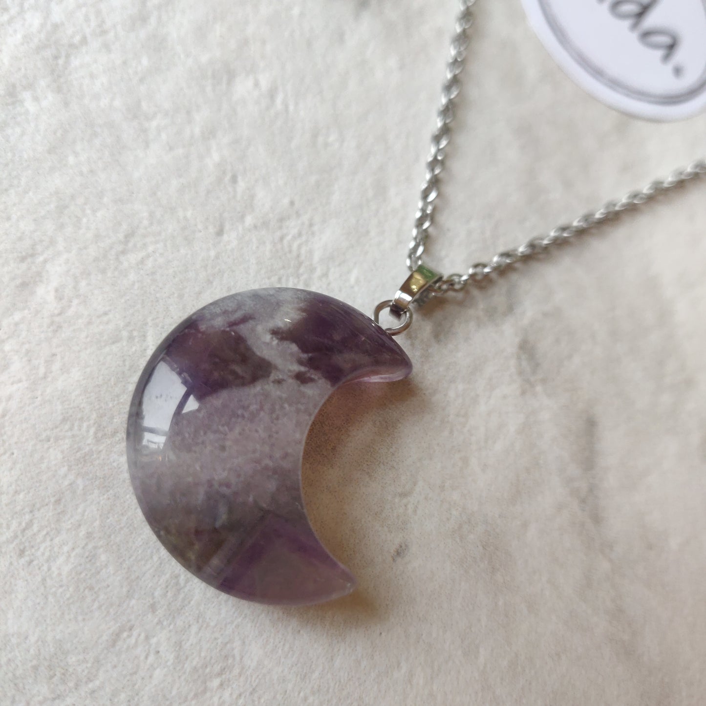 Amethyst Crystal Moon Necklace